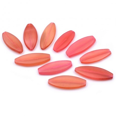 10 perles ovales plates en résine 28x9mm - fushia