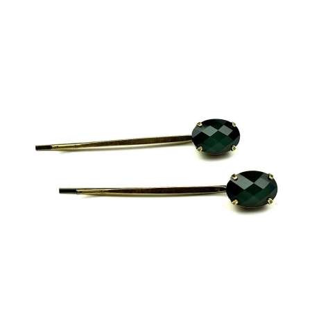 Lot de 2 pinces cheveux antique 5cm avec perle ovale à facette