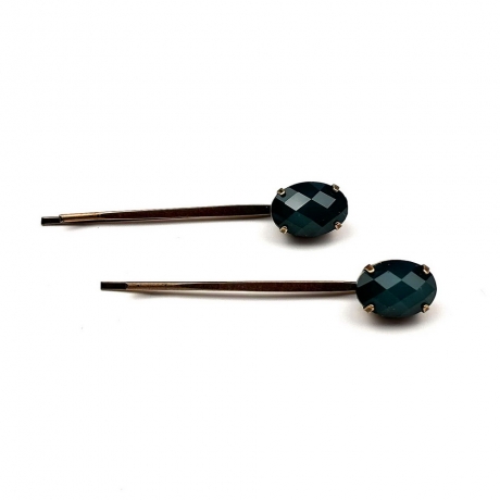 Lot de 2 pinces cheveux antique 5cm avec perle ovale à facette
