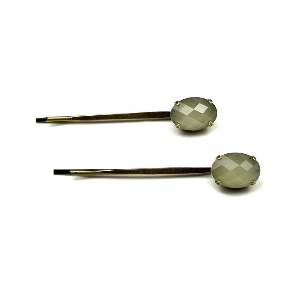 Lot de 2 pinces cheveux antique 5cm avec perle ovale à facette