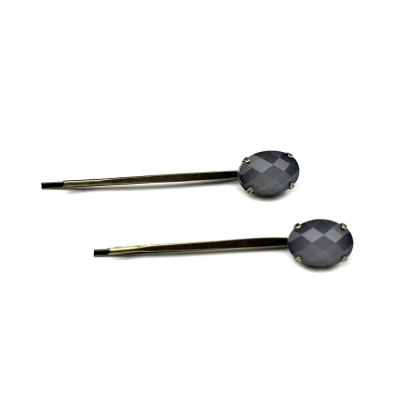 Lot de 2 pinces cheveux antique 5cm avec perle ovale à facette