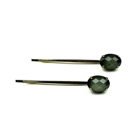 Lot de 2 pinces cheveux antique 5cm avec perle ovale à facette