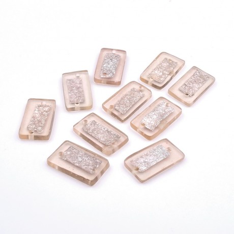 10 perles rectangulaires plates en polyrésine 15x25mm - rose