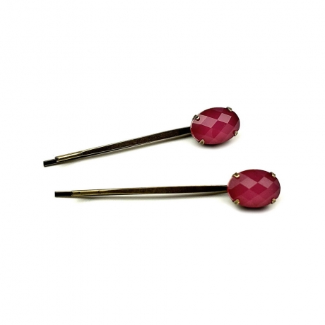 Lot de 2 pinces cheveux antique 5cm avec perle ovale à facette