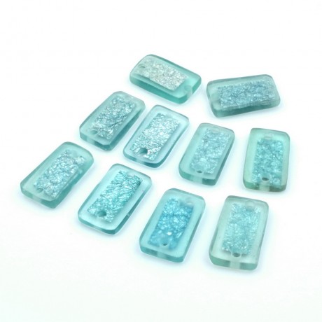 10 perles rectangulaires plates en polyrésine 15x25mm - bleu