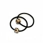 2 élastiques cheveux ou bracelet noir avec perle carré léopard