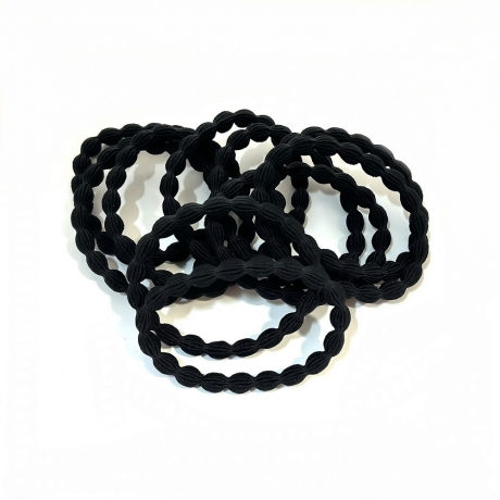 Lot de 12 élastiques cheveux gaufrés noir