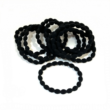 Lot de 12 élastiques cheveux gaufrés noir