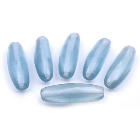 6 perles ovales en polyrésine 13x40mm - bleu