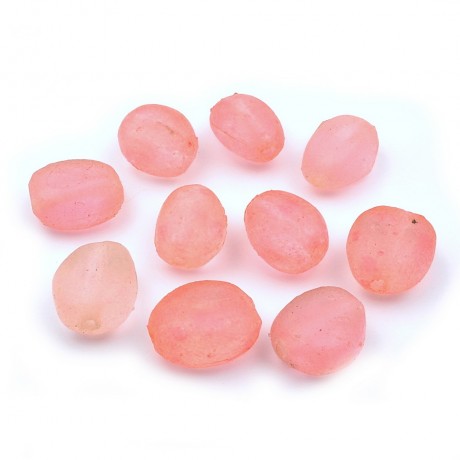 10 perles ovales en résine 21x19mm - rose