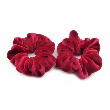 Lot de 2 chouchous velours 8cm - rouge