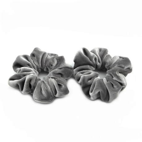 Lot de 2 chouchous velours 8cm - gris