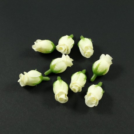 Lot de 10 fleurs beiges bouton de rose sans tige - beige