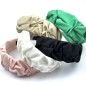 Serre tête satin drapé large 6cm - vieux rose