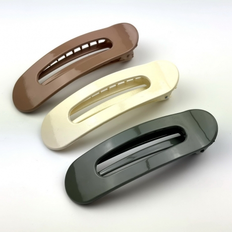 Lot de 3 pinces cheveux clip - marron crème vert
