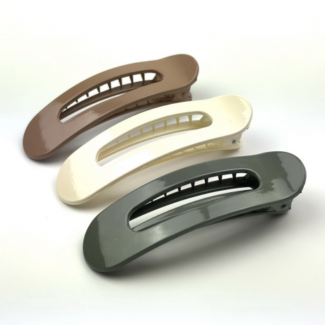Lot de 3 pinces cheveux clip - marron crème vert