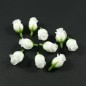Lot de 10 fleurs blanches bouton de rose sans tige - blanc