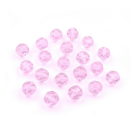 20 perles rondes à facette en acrylique 8mm - rose