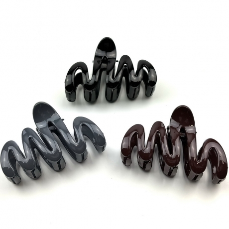 Lot de 3 grande pinces cheveux - noir bordeaux gris