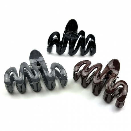 Lot de 3 grande pinces cheveux - noir bordeaux gris
