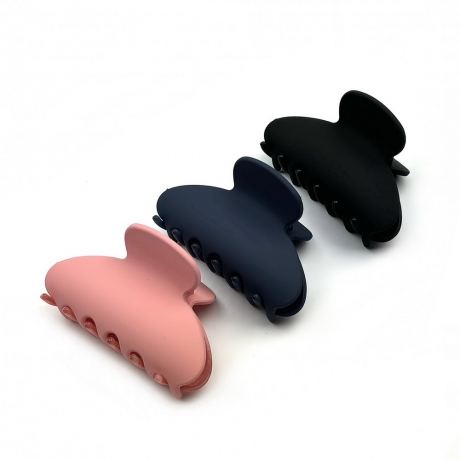 Lot de 3 pinces cheveux mat 7cm - rose marine noir
