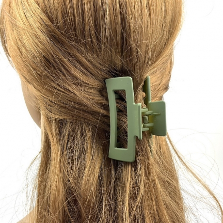 Lot de 3 pinces cheveux mat 7cm - crème moutarde vert