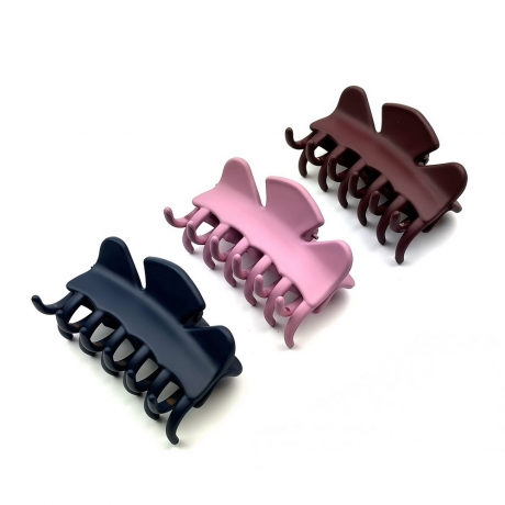 Lot de 3 pinces cheveux mat 6.5cm - bordeaux rose marine