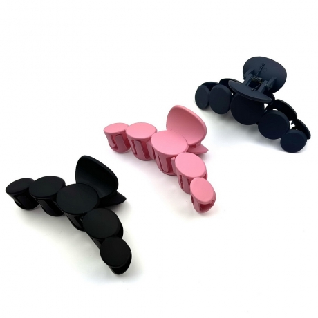 Lot de 3 grande pinces cheveux mat 10cm - noir rose marine