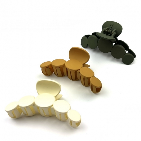 Lot de 3 grande pinces cheveux mat 10cm - crème moutarde vert