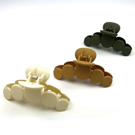 Lot de 3 grande pinces cheveux mat 10cm - crème moutarde vert