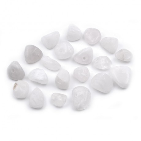 20 perles polygonales en quartz - blanc