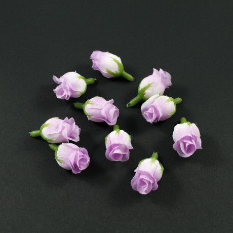 Lot de 10 fleurs mauves bouton de rose sans tige - mauve