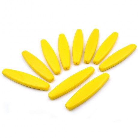 10 perles ovales plates en acrylique 64x15mm - jaune