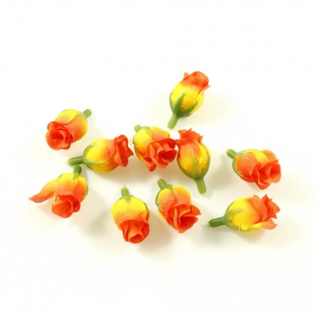 Lot de 10 fleurs oranges bouton de rose sans tige - orange