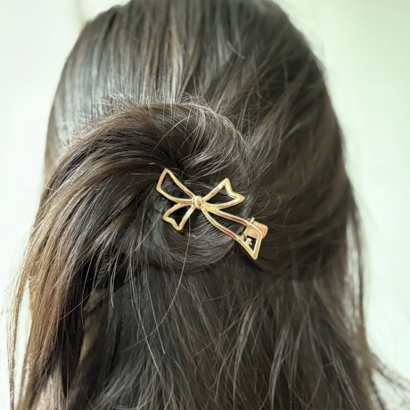 Pince cheveux noeud 6cm - doré