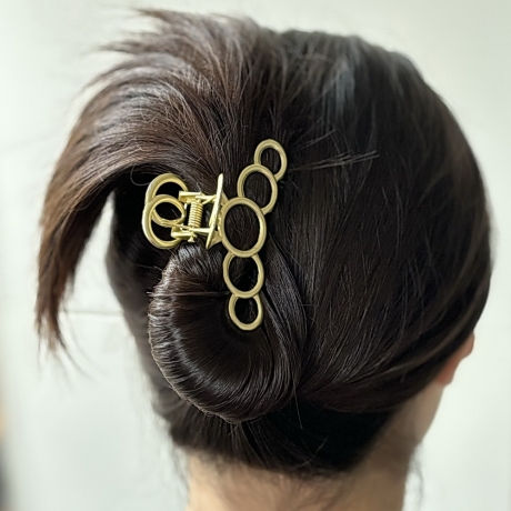 Pince cheveux métal cercle rond 7.5cm - doré mat