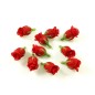 Lot de 10 fleurs rouges bouton de rose sans tige - rouge