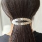 Barrette cheveux ovale dentelée 8.7cm, métal brossé - argenté Barrette cheveux ovale dentelée 8.7cm, métal brossé - argenté