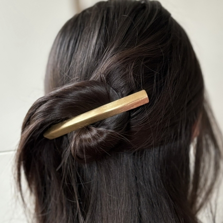 Barrette cheveux métal brossé 11.5cm - doré