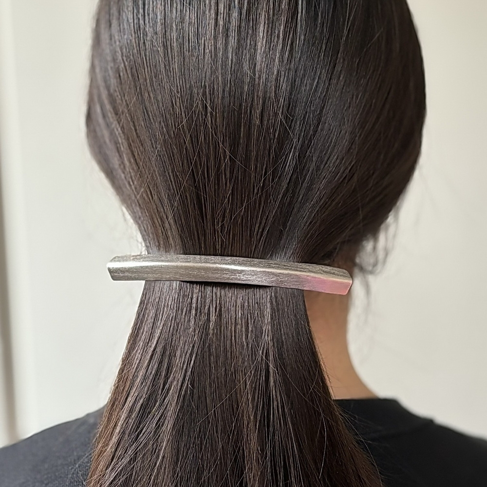 Barrette cheveux métal brossé 11.5cm - argenté Barrette cheveux métal brossé 11.5cm - argenté