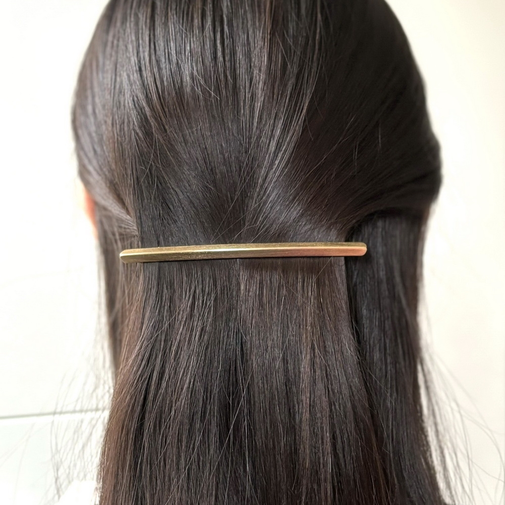 Barrette cheveux fine métal brossé 10.5cm - doré Barrette cheveux fine métal brossé 10.5cm - doré