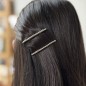 Pince cheveux lisette fine motif torsadé et perles rondes 6.5cm argenté