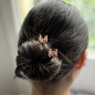 Petite pince cheveux crabe en métal doré et strass 2cmx1.7cm rose