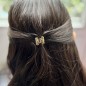 Petite pince cheveux crabe en métal doré et strass 2cmx1.7cm marron