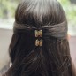 Petite pince cheveux crabe en métal doré et strass 2cmx1.7cm noir