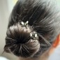 2 petites pinces cheveux crabe avec perles à facette style antique 2.3cm rouge