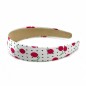 Serre tête satin 3cm motif cerise