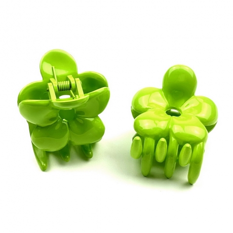 Lot de 2 pinces cheveux crabe fleur - vert
