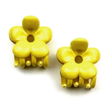 Lot de 2 pinces cheveux crabe fleur - jaune