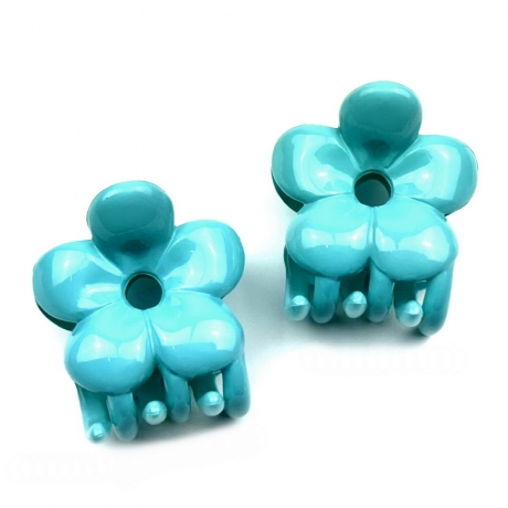 Lot de 2 pinces cheveux crabe fleur - bleu